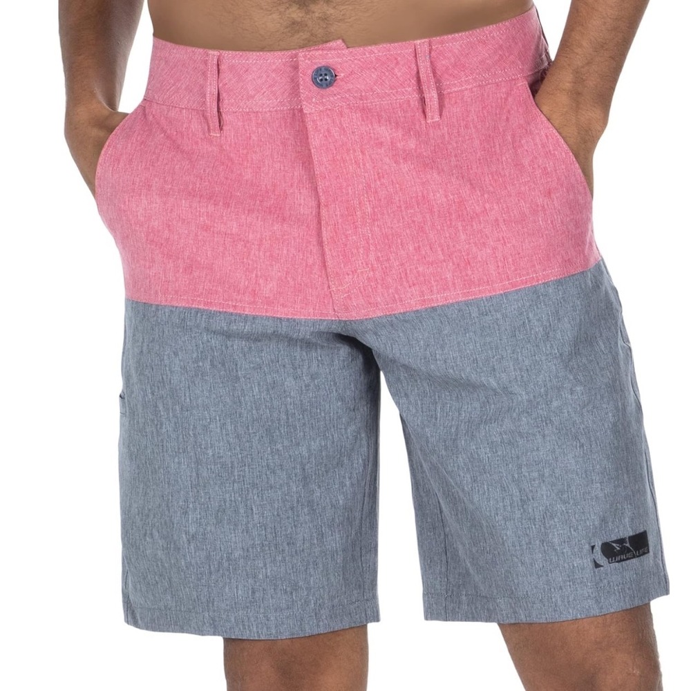 Wave Life Mens H2O Activate Hybrid Shorts Red Grey Colorblock Size 48 NWT